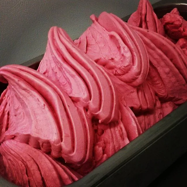 Pink gelato, freshly made